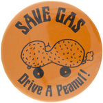 CARTER PAIR OF RARE c.1980 BUTTONS "SAVE GAS/DRIVE A PEANUT!"