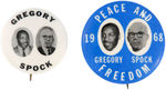 GROUP OF PEACE AND FREEDOM PARTY DICK GREGORY BUTTONS AND EPHEMERA.