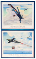 "THOMPSON PRODUCTS" WWII SET OF 12 JAPANESE & GERMAN AIRPLANE PRINTS.