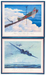 "THOMPSON PRODUCTS" WWII SET OF 12 JAPANESE & GERMAN AIRPLANE PRINTS.