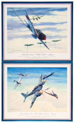 "THOMPSON PRODUCTS" WWII SET OF 12 JAPANESE & GERMAN AIRPLANE PRINTS.