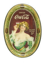 "DRINK COCA-COLA/RELIEVES FATIGUE 5¢" 1907 TIP TRAY.