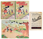 "MICKEY MOUSE WADDLE" BOOK WITH DUST JACKET AND BOOK ADVERTISEMENT.