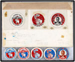 REAGAN FIVE OF SIX SCARCE 1980 CONVENTION USED BUTTONS PLUS ARTWORK.