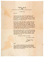 TOM MIX LETTER WITH REFERENCE TO SHORTAGE OF PREMIUM "TM" BAR GUN.