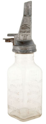 "GARGOYLE MOBILOIL FILPRUF” SPECIALLY DESIGNED BOTTLE AND SPOUT.