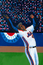 STEVE SAX NEW YORK METS "LOST IN SPACE" MIXED MEDIA ORIGINAL ART.