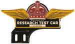 “STANDARD OIL RESEARCH TEST CAR” LICENSE PLATE ATTACHMENT.