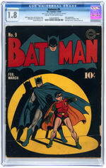 "BATMAN" #9 FEBRUARY-MARCH 1942 CGC 1.8 GOOD-.