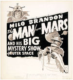 MAGICIAN “MILO BRANDON THE MAN FROM MARS” POSTER DESIGN ORIGINAL ART.
