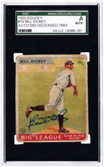 1933 GOUDEY #19 BILL DICKEY SIGNED CARD SGC AUTHENTICATED.