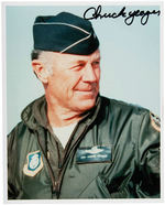 CHUCK YEAGER & TEX HILL SIGNED PHOTO PAIR.