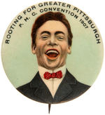 "ROOTING FOR GREATER PITTSBURGH" INSURANCE SALESMENS CONVENTION BUTTON.