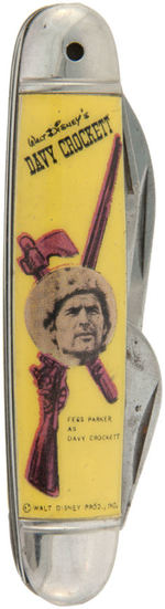 DAVY CROCKETT FOUR POCKET KNIVES WITH THREE FROM DISNEY/FESS PARKER.