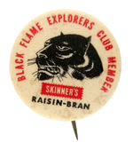 "BLACK FLAME EXPLORER CLUB MEMBER" RARE 1930s BUTTON.