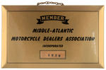 "MIDDLE-ATLANTIC MOTORCYCLE DEALERS ASSOCIATION" 1958 WALL PLAQUE.