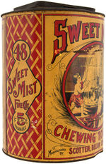 "SWEET MIST CHEWING TOBACCO" TIN STORE CANISTER.