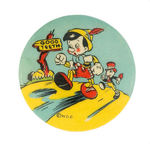 PINOCCHIO & JIMINY CRICKET BEAUTIFUL "GOOD TEETH" GIVE-AWAY BUTTON.