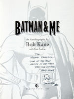 “BATMAN & ME” BOB KANE BOOK AUTOGRAPHED TO FRANK FRAZETTA.