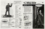 AURORA “MOLE MAN” FANTASY BOX, INSTRUCTION SHEET AND ORIGINAL ARTWORK FOR SHEET.