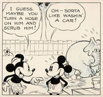 "MICKEY MOUSE - BOBO THE ELEPHANT" ORIGINAL AUGUST 31, 1934 DAILY STRIP ART BY FLOYD GOTTFREDSON.