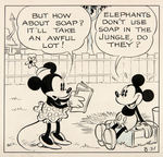 "MICKEY MOUSE - BOBO THE ELEPHANT" ORIGINAL AUGUST 31, 1934 DAILY STRIP ART BY FLOYD GOTTFREDSON.