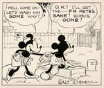 "MICKEY MOUSE - BOBO THE ELEPHANT" ORIGINAL AUGUST 31, 1934 DAILY STRIP ART BY FLOYD GOTTFREDSON.