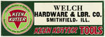 "KEEN KUTTER TOOLS" TIN ADVERTISING SIGN.