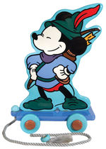 MICKEY MOUSE AS ROBIN HOOD ONE-OF-A-KIND OVERSIZED CERAMIC PULL TOY BY BRENDA WHITE & JESSE RHODES.