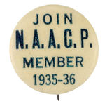 RARE 1930s N.A.A.C.P. RECRUITMENT BUTTON.