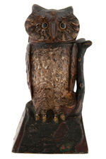 OWL CAST IRON MECHANICAL BANK.