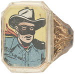 LONE RANGER AND TONTO GROUP OF FOUR PLASTIC RINGS AND THREE PLASTIC CHARMS.