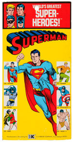 "SUPERMAN" KRESGE CARDED MEGO ACTION FIGURE WITH LARGE "S" SYMBOL.