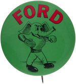 "FORD" SCARCE BUTTON WITH CARTOON BOXING ELEPHANT.