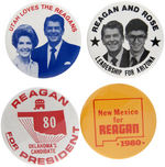 REAGAN BUTTONS FROM UTAH, OKLAHOMA, NEW MEXICO, PLUS ARIZONA COATTAIL JUGATE.