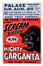 "DR. SILKINI'S SCREAM SHOW - MIGHTY GARGANTA" GORILLA POSTER.