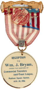 BRYAN “RECEPTION” RIBBON BADGE FROM MADISON SQUARE GARDEN 1906.