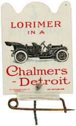 CELLULOID FLIP WITH TEXT REFERENCING A RACE WINNER BY NAME PLUS THE AUTO "CHALMERS-DETROIT."