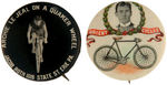 PAIR OF FAMOUS AND EARLY BICYCLE RACER BUTTONS.