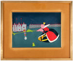 ALICE IN WONDERLAND QUEEN OF HEARTS PLAYING CROQUET FRAMED TRIPLE CEL SET-UP.