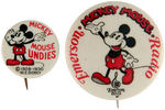 MICKEY MOUSE FOUR CLASSIC 1930s BUTTONS.