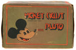 "MICKEY CYCLIST WITH PLUTO" RARE BOXED CELLULOID WIND-UP TOY.