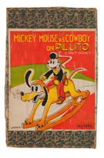 "MICKEY MOUSE AS COWBOY ON PLUTO" BOXED CELLULOID WIND-UP TOY.