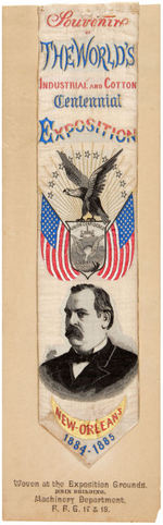 CLEVELAND PAIR OF UNUSUAL 1884 EXPO AND 1896 DEMOCRATIC RIBBONS.