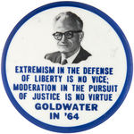 GOLDWATER TRIGATE COATTAIL PLUS HIS FAMOUS QUOTATION BUTTON PAIR.