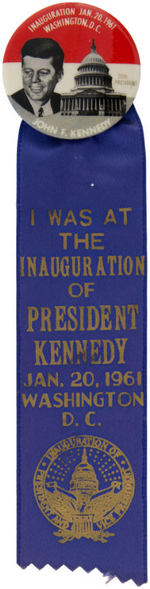 JOHN KENNEDY FOUR 1961 INAUGURAL BUTTONS ALL WITH RIBBONS.