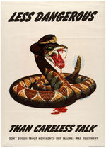 WORLD WAR II "LESS DANGEROUS THAN CARELESS TALK" SNAKE POSTER.