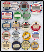 CONVENTION NAME BUTTONS MOSTLY POLITICAL AND MILITARY RELATED.