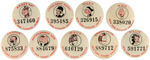 COMIC CHARACTER NEWSPAPER CONTEST GROUP OF NINE BUTTONS.