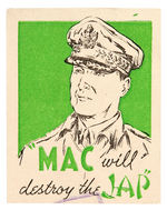 "'MAC WILL DESTROY THE JAP'' POSTER STAMP.